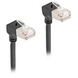 DeLOCK RJ45 Network Cable Cat.6A S/FTP Slim 90° downwards / downwards angled 5 m kabel Zwart