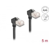 DeLOCK RJ45 Network Cable Cat.6A S/FTP Slim 90° downwards / downwards angled 5 m kabel Zwart