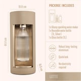 Mysoda Glassy Latte bruiswatertoestel Beige, Excl. CO2-gascilinder - met glazen fles
