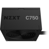 NZXT C750 Bronze, 750 Watt voeding  Zwart, 1x 12VHPWR, 1x PCIe, kabelmanagement