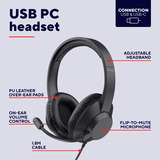 Trust Ayda Max USB Pc-headset Bedraad over-ear  Zwart, USB, microfoon met mute, verstelbare hoofdband 