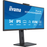 iiyama ProLite XCB3492WQSNPH-B1 34" Curved UltraWide monitor Zwart, 1x DisplayPort, 2x HDMI, 3x USB-C, 2x USB-A, 1x RJ-45