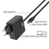 ACT Connectivity USB-C laptoplader 100W met Power Delivery-profielen, 2 meter Zwart