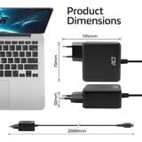 ACT Connectivity USB-C laptoplader 100W met Power Delivery-profielen, 2 meter Zwart