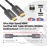 Club 3D Gecertificeerde actieve optische Ultra High Speed HDMI 2.1 kabel Zwart, 20 meter, 8K