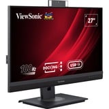 ViewSonic Video Conferencing Docking Monitor VG2757V-2K 27"  Zwart (mat)/grijs, 1x HDMI, 1x DisplayPort, USB-A, USB-C, audio