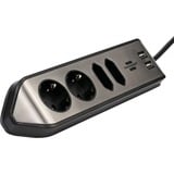 Brennenstuhl Estilo Hoekstekkerdoos 4-voudig stekkerdoos Zwart/roestvrij staal, 2x USB