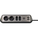 Brennenstuhl Estilo Hoekstekkerdoos 4-voudig stekkerdoos Zwart/roestvrij staal, 2x USB
