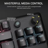 Corsair K70 CORE TKL RGB mechanisch gaming toetsenbord Zwart, US lay-out (QWERTY), Corsair MLX Red v2, 80% (TKL)	, RGB, ABS Double shot, Hot-swap