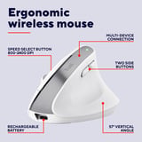 Trust Bayo+ - Ergonomische Muis Verticaal Draadloos  Wit, 800-2400 Dpi, 2,4GHz, 2x Bluetooth