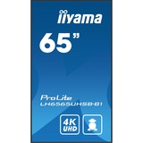 iiyama ProLite LH6565UHSB-B1 64.5" 4K Ultra HD Public Display Zwart, HDMI, DisplayPort, LAN, WiFi, Audio, USB, Android