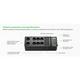 APC Back-UPS BE1050G2-GR - Noodstroomvoeding Zwart, 8x Schuko, 1050VA, 2 USB opladers, 1 USB
