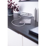 Brennenstuhl Estilo hoekstopcontact 4-voudig met USB-oplaadfunctie 6-voudige stekkerdoos met usb Wit/roestvrij staal, 6x stekker, 2x USB-A
