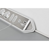 Brennenstuhl Estilo hoekstopcontact 4-voudig met USB-oplaadfunctie 6-voudige stekkerdoos met usb Wit/roestvrij staal, 6x stekker, 2x USB-A
