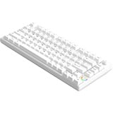 HelloGanss HS75T White, toetsenbord Wit, US lay-out, Gateron Yellow, 75%, RGB leds, PBT Doubleshot keycaps, hot swap, 2,4 GHz / Bluetooth / USB-C