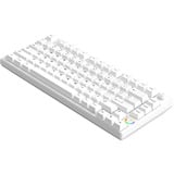 HelloGanss HS75T White, toetsenbord Wit, US lay-out, Gateron Yellow, 75%, RGB leds, PBT Doubleshot keycaps, hot swap, 2,4 GHz / Bluetooth / USB-C