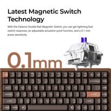 Keychron K2HE All-Wood Special Edition, toetsenbord Houtkleur, US lay-out, Gateron Double-Rail Magnetic Nebula, Gateron Double-Rail Magnetic, 75%, OSA PBT double-shot, hot swap, Bluetooth 5.2 | USB-C