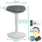 Leitz Ergo Wiebel Zitkruk met Gasveer (47 - 64 cm) stoel Grijs