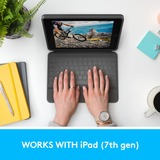 Logitech Rugged Folio Keyboard case voor iPad (7e generatie) tablethoes Zwart