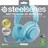 SteelSeries Arctis Nova 3X Wireless over-ear gaming headset Lichtblauw, 2.4 GHz / Bluetooth 5.3, Pc, Xbox Series X|S, Xbox One, Switch