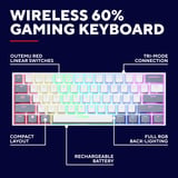 Trust GXT 873 Acira Draadloos mechanisch RGB toetsenbord Wit, US lay-out (QWERTY), Outemu Red, 60%, 2.4 GHz | 2x Bluetooth | USB