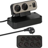 Brennenstuhl estilo Duplex stekkerdoos met schakelaar stekkerdoos Zwart/zilver, 1x USB C, 1x USB A