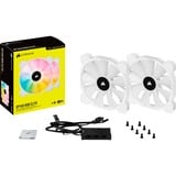 Corsair iCUE SP140 RGB ELITE Performance + Lighting Node CORE case fan Wit, 2 stuks, 4-pins PWM fan-connector