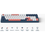 Iqunix F97 Coral Sea Wireless Mechanical Keyboard, gaming toetsenbord Donkerblauw/koraal, US lay-out, Cherry MX Brown, RGB leds, 96%, Hot-swappable, PBT, 2.4GHz | Bluetooth 5.1 | USB-C