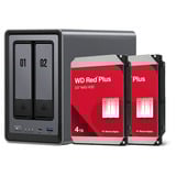 Ugreen DXP2800 incl. 2x WD Red Plus 4 TB harde schijf nas Grijs, 2,5GbE, HDMI, USB-C