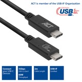 ACT Connectivity USB 3.2 Gen1 aansluitkabel C male - C male 2 meter USB-IF gecertificeerd Zwart
