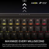 Corsair VANGUARD 96 WIRELESS RGB mechanisch gaming toetsenbord Zwart, US lay-out (QWERTY), Corsair MLX Plasma, 96%, RGB, Keycaps PBT double-shot, ABS single-shot, Hot-swap, RF2.4 / USB / Bluetooth
