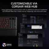 Corsair VANGUARD 96 WIRELESS RGB mechanisch gaming toetsenbord Zwart, US lay-out (QWERTY), Corsair MLX Plasma, 96%, RGB, Keycaps PBT double-shot, ABS single-shot, Hot-swap, RF2.4 / USB / Bluetooth