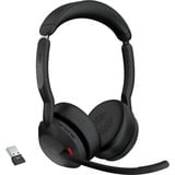 Jabra Evolve2 55, Incl. oplaadstandaard on-ear headset Zwart, Stereo, Microsoft Teams, USB-A, Link380a