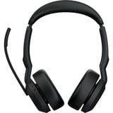 Jabra Evolve2 55, Incl. oplaadstandaard on-ear headset Zwart, Stereo, Microsoft Teams, USB-A, Link380a
