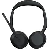 Jabra Evolve2 55, Incl. oplaadstandaard on-ear headset Zwart, Stereo, Microsoft Teams, USB-A, Link380a