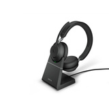 Jabra Evolve2 65, MS Stereo on-ear headset Zwart, Microsoft Teams, Bluetooth, Inclusief laadstation