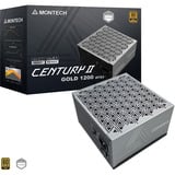 Montech Century II modulaire 1200 watt voeding  Zilver, 1x 12V-2x6, 6x PCIe, 6x PCIe, 1x 12V-2x6, Kabelmanagement