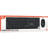 Qware Hamilton bedrade combo, desktopset Zwart, EU lay-out (QWERTY), Membraan