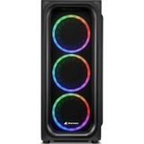 Sharkoon TK5M RGB Tower-behuizing Zwart | 2x USB-A 3.2 (5 Gbit/s) | USB-A 3.2 (10 Gbit/s) | Window-kit