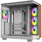 Thermaltake View 380 XL WS ARGB midi tower behuizing Wit/houtkleur | 2x USB-A | 1x USB-C | RGB | Tempered Glass