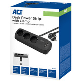 ACT Connectivity Stekkerdoos met 3 type-F stopcontacten Zwart, 3x stekker, 1x USB-C, 2x USB-A, 30W Power Delivery, USB Type-C/A poorten