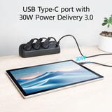 ACT Connectivity Stekkerdoos met 3 type-F stopcontacten stekkerdoos Zwart, 30W Power Delivery, USB Type-C/A poorten