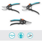 GARDENA Snoeischaar PremiumCut Flex, bypass Grijs/turquoise, tuinsnoeischaar voor groen hout, 24 mm