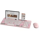 Qware Florence Draadloze Combo, desktopset Roze/wit, EU lay-out (QWERTY), Scissor, 1200 DPI, TKL, 2,4 GHz USB | Bluetooth