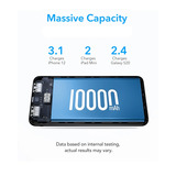 VEGER L10S 10000 mAh powerbank met digitaal display Zwart, PD 20W, QC 3.0, 2A, USB-A, USB-C, Micro-USB