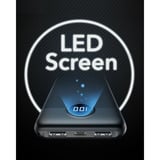 VEGER L10S 10000 mAh powerbank met digitaal display Zwart, PD 20W, QC 3.0, 2A, USB-A, USB-C, Micro-USB