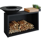 OFYR Island Black 85 Teak Hout barbecue Zwart/houtkleur, Ø 85 cm