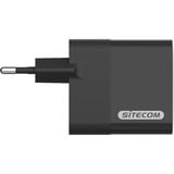 Sitecom 65 W GaN Power Delivery wandoplader met led-scherm Zwart