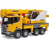 bruder Scania Super 560R vrachtwagen met Liebherr hijskraan en licht en geluid Modelvoertuig 03571