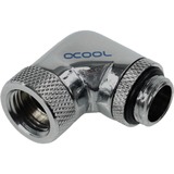 Alphacool HF angle adapter 90° rotatable G1/4 AG to G1/4 IG verbinding Chroom